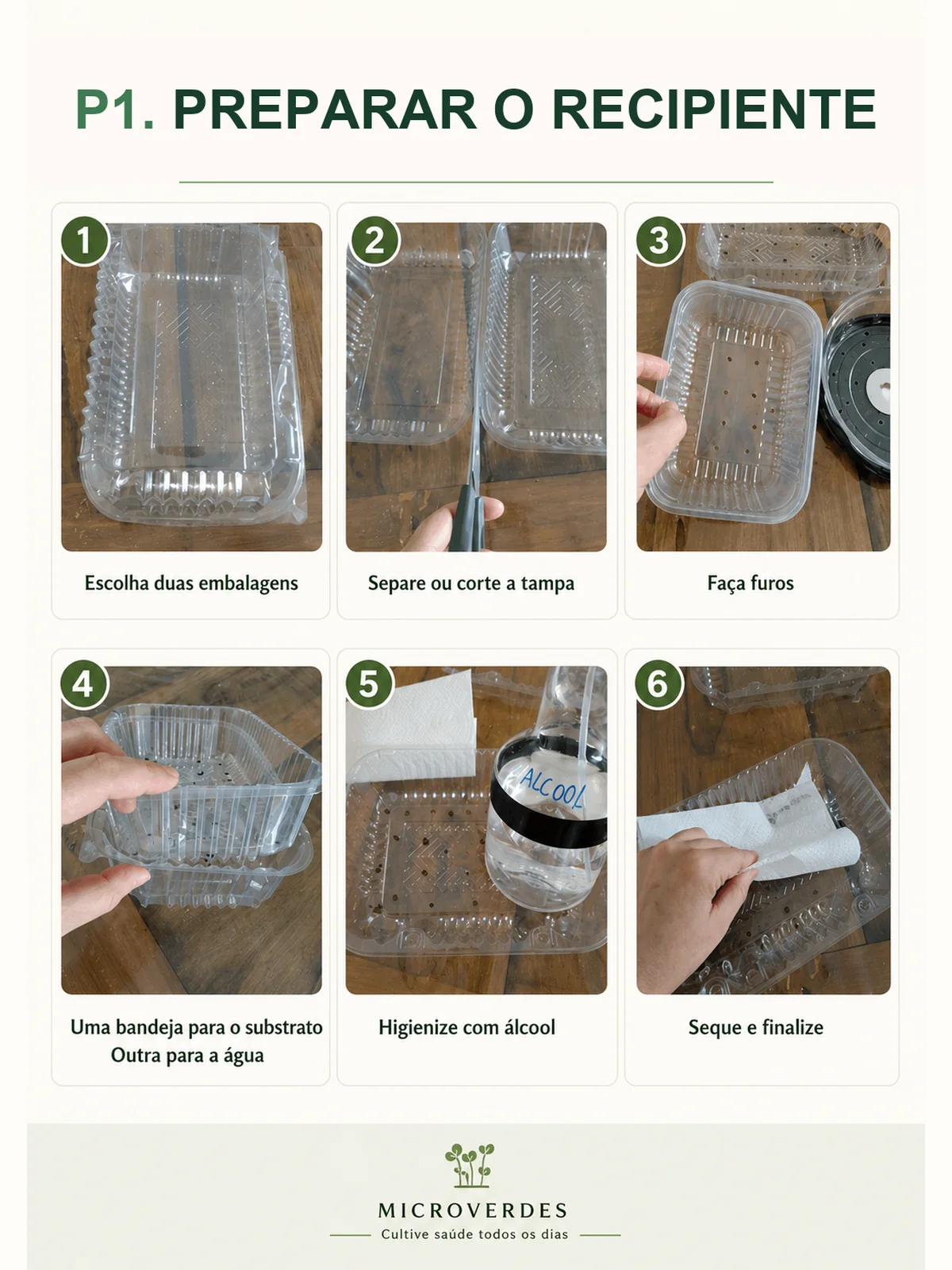 Passo a passo para preparar recipiente